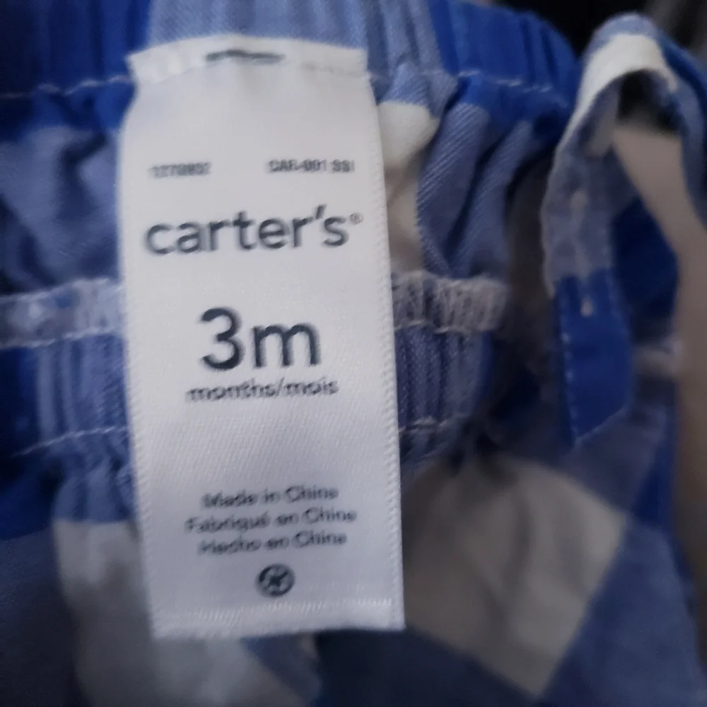 👗 Carter's Blue White Plaid Dress 3M Strap Ruffle